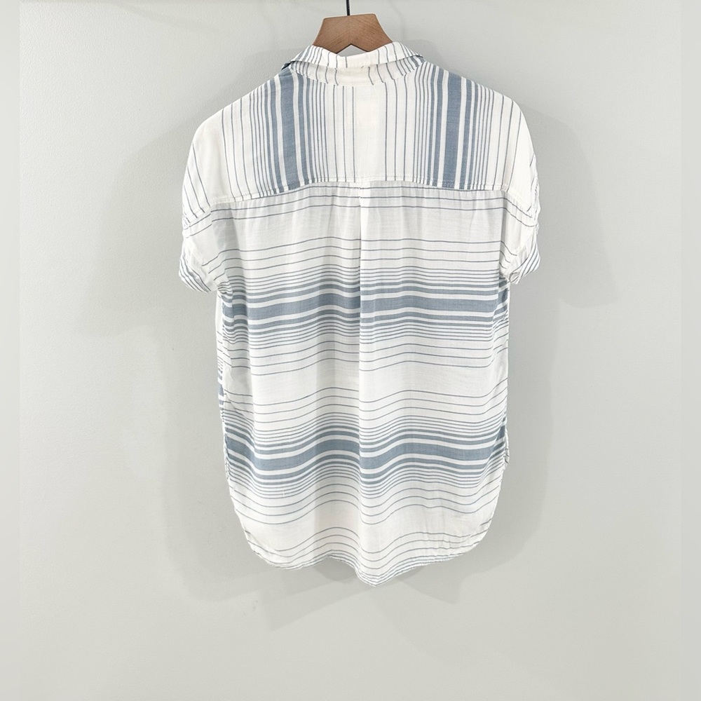 American Eagle Button Front Blouse Blue Stripe Si… - image 5